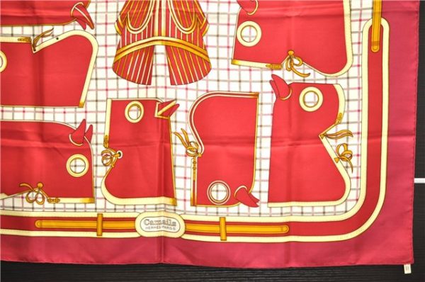 Authentic HERMES Carre 90 Scarf  Camails  Silk Bordeaux Red 5424D Fashion