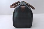 Authentic POLO Ralph Lauren Check PVC Leather Hand Boston Bag Green 3036D Supply