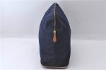 Authentic HERMES Bolide GM Cosmetic Pouch Purse Canvas Leather Blue 3189D on Sale