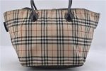 Authentic BURBERRY BLUE LABEL Check Shoulder Tote Bag Nylon Leather Beige 3891D Online Hot Sale