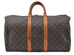 Auth Louis Vuitton Monogram Keepall Bandouliere 45 Boston Bag M41418 LV 4053D Fashion