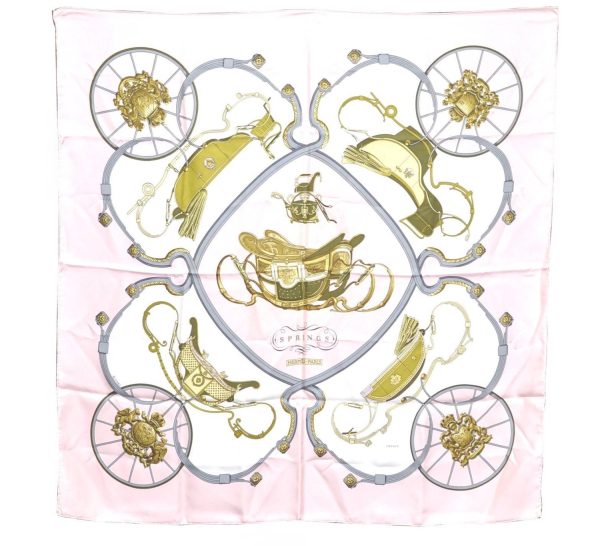 Authentic HERMES Carre 90 Scarf  SPRINGS  Silk Light Pink H9635 Cheap