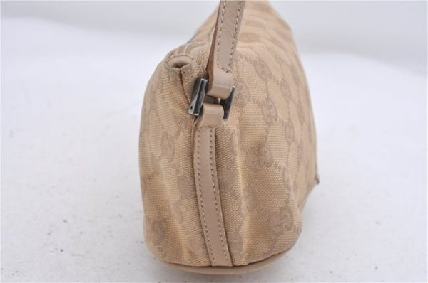 Authentic GUCCI Hand Bag Pouch Purse GG Canvas Leather 07198 Beige 5625D Online Hot Sale