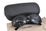 Authentic CHANEL Camellia Sunglasses CoCo Mark Plastic Black 3021D For Discount