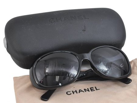 Authentic CHANEL Camellia Sunglasses CoCo Mark Plastic Black 3021D For Discount