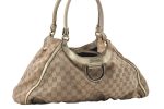 Auth GUCCI Abbey Shoulder Tote Bag GG Canvas Leather 189835 Beige Gold 3882D Online Sale