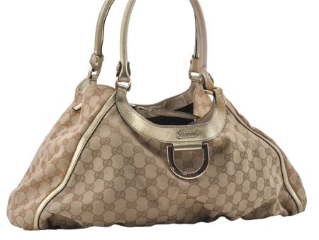 Auth GUCCI Abbey Shoulder Tote Bag GG Canvas Leather 189835 Beige Gold 3882D Online Sale