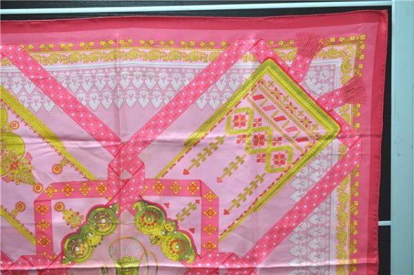 Authentic HERMES Carre 90 Scarf  Torins d ar  Silk Pink 5422D Fashion