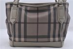 Authentic BURBERRY Check Hand Tote Bag PVC Leather Gray Beige 3123D Online Sale