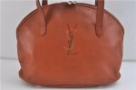 Authentic YVES SAINT LAURENT Logo Shoulder Bag Purse Leather Brown 7660C Online Hot Sale