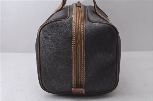 Auth Christian Dior Honeycomb Boston Hand Bag PVC Leather Black Brown CD 3073D Cheap