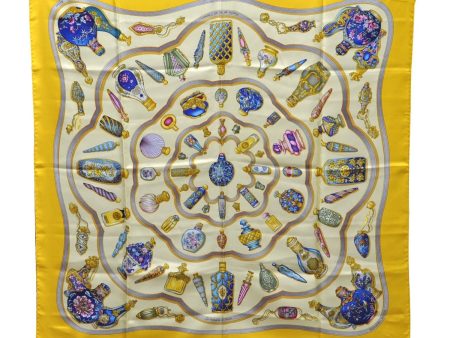 Authentic HERMES Carre 90 Scarf  Qu  importe le flacon  Silk Yellow 3099D Discount