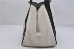 Auth BALENCIAGA Navy Caba S Hand Bag Canvas Leather 339933 White Black 5562D on Sale