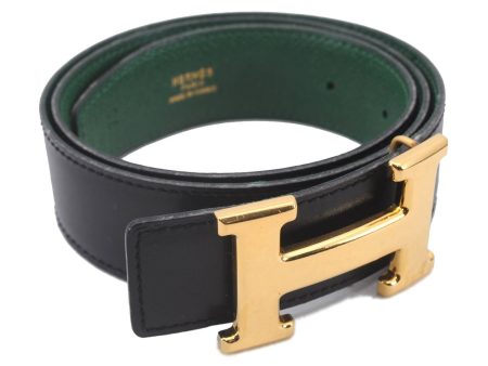 Authentic HERMES Constance Ladies Leather Belt Size 70cm 27.6  Black Green 3159D Sale