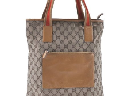 Auth GUCCI Sherry Line Tote Shoulder Bag GG Canvas Leather 0190401 Brown H7848 For Cheap