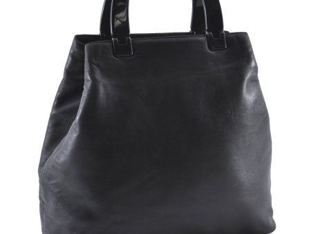 Authentic PRADA Leather Plastic Tote Hand Bag Black 5724C Hot on Sale