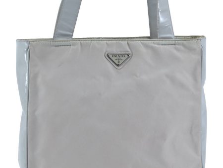 Authentic PRADA Nylon Shoulder Tote Bag Light Gray H1446 For Discount