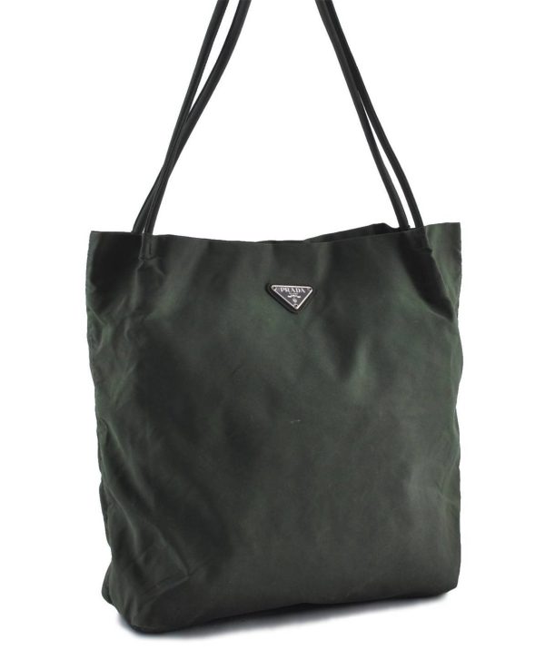 Authentic PRADA Nylon Shoulder Tote Bag Purse Green 4827C For Discount