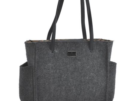 Authentic BURBERRY BLUE LABEL Shoulder Tote Bag Wool Leather Gray H2087 For Cheap