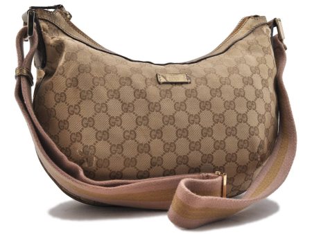 Auth GUCCI Sherry Line Shoulder Cross Bag GG Canvas Leather 181092 Beige 8718C For Cheap