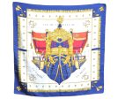 Authentic HERMES Carre 90 Scarf  VUE DU CARROSSE DE LA GAL?RE  Silk Blue H1341 For Cheap