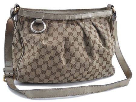 Auth GUCCI Sukey Shoulder Cross Body Bag GG Canvas Leather 296834 Brown G6140 Sale