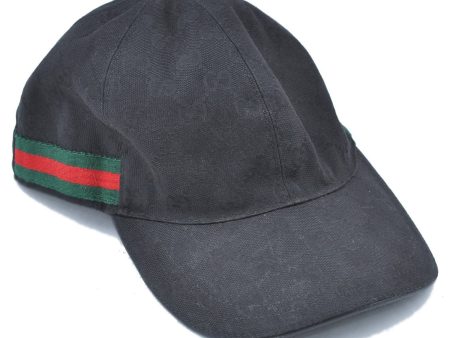 Authentic GUCCI Web Sherry Line Cap GG Canvas Leather Size M 200035 Black J0410 For Cheap