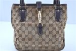 Auth GUCCI New Jackie Tote Hand Bag GG Canvas Leather 145817 Brown Purple H7956 Hot on Sale