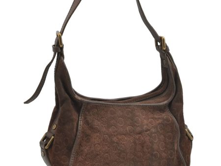 Auth CELINE C Macadam Pattern Shoulder Hand Bag Purse Suede Leather Brown H2682 Online