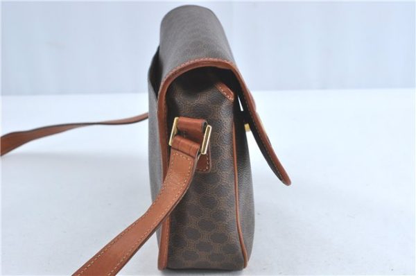 Auth CELINE Macadam Blason Shoulder Cross Body Bag Purse PVC Leather Brown 6099B For Cheap