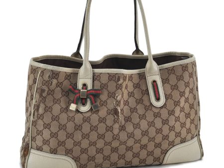 Auth GUCCI Princy Web GG Canvas Leather Shoulder Tote Bag 163805 Brown H2371 Cheap