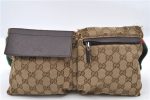 GUCCI Web Sherry Line Shoulder Cross Bag GG Canvas Leather 28566 Brown 6808C Fashion