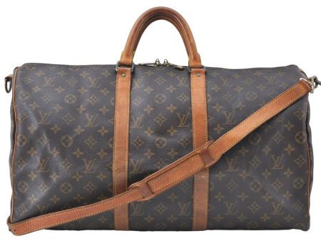 Auth Louis Vuitton Monogram Keepall Bandouliere 50 Boston Bag M41416 LV 0382B For Sale