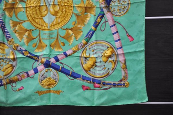 Auth HERMES Carre 90 Scarf  DAIMYO PRINCES DU SOLEIL LEVANT  Silk Green 5022C For Discount