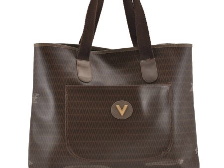 Authentic VALENTINO V Logo Shoulder Tote Bag PVC Leather Brown 5181C Online