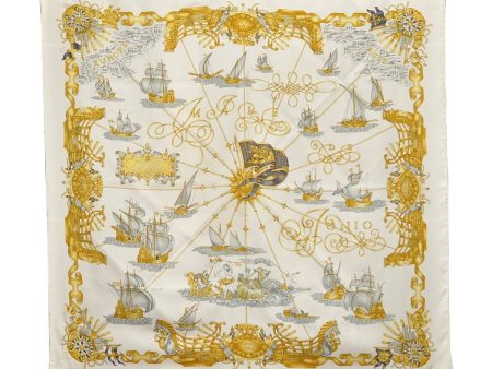 Authentic HERMES Carre 90 Scarf  VOILES DE LUMIERE 1572  Silk Ivory 7979C For Discount