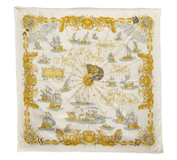 Authentic HERMES Carre 90 Scarf  VOILES DE LUMIERE 1572  Silk Ivory 7979C For Discount