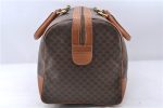 Auth CELINE Macadam Blason Pattern Travel Boston Bag PVC Leather Brown 7403C Supply