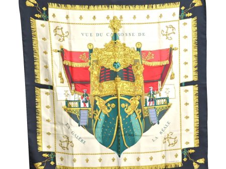 Auenticth HERMES Carre 90 Scarf  VUE DU CARROSSE DE LA GALERE  Silk Black H6999 Sale