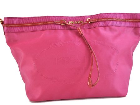 Authentic PRADA Nylon Enamel Shoulder Tote Bag Pink Junk 7114C For Cheap