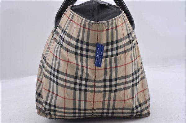 Authentic BURBERRY BLUE LABEL Check Shoulder Tote Bag Nylon Leather Beige 3891D Online Hot Sale