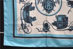 Authentic HERMES Carre 90 Scarf Horse Carrige Motif Silk Light Blue 2808D Online now