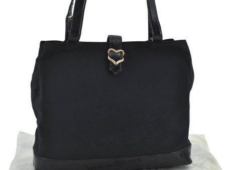 Authentic YVES SAINT LAURENT Shoulder Tote Bag Canvas Leather Black H2532 For Cheap