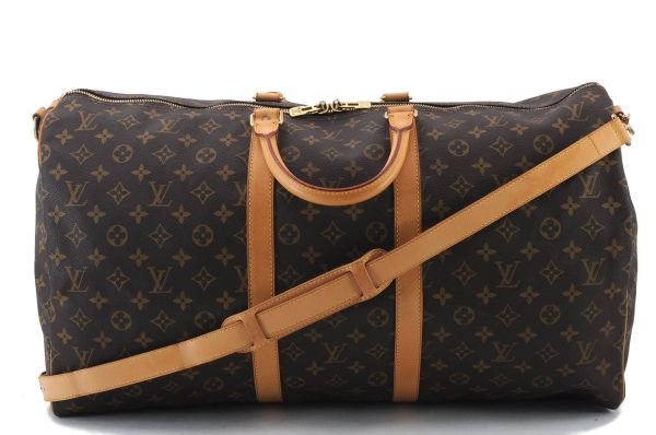 Auth LOUIS VUITTON Monogram Keepall Bandouliere 55 Boston Bag M41414 LV 8386C Online now