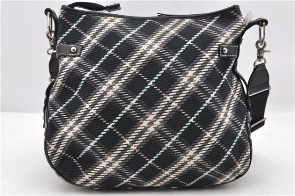 Auth BURBERRY BLUE LABEL Check Shoulder Cross Bag Cotton Leather Black 4662C Online