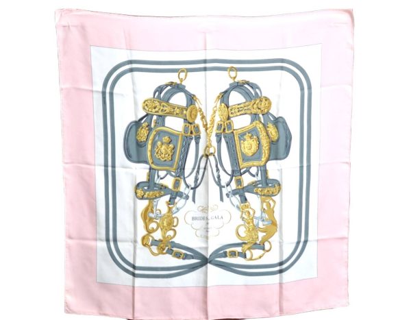 Authentic HERMES Carre 90 Scarf  BRIDES de GALA  Silk Pink H0078 on Sale