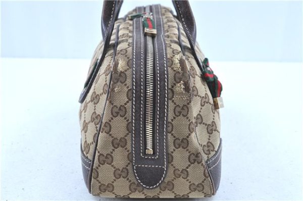 GUCCI Web Sherry Line Princy Ribbon Shoulder Bag GG Canvas 161720 Brown H7844 Online now