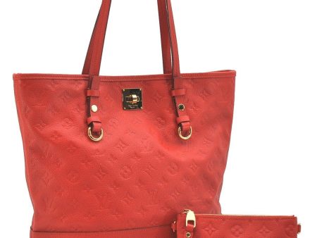 Auth LOUIS VUITTON Monogram Empreinte Citadine PM Tote Bag Red M40556 LV G6817 Online Sale