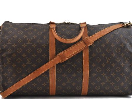 Auth LOUIS VUITTON Monogram Keepall Bandouliere 55 Boston Bag M41414 LV 6274C For Cheap