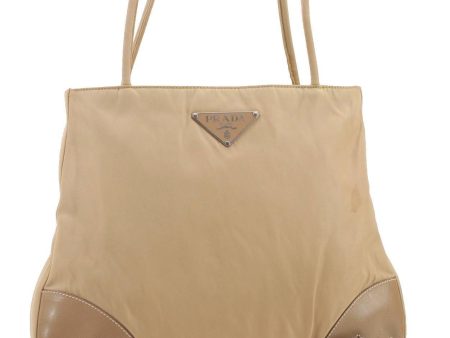 Authentic PRADA Tessuto Easy Nylon Leather Shoulder Tote Bag BR1550 Beige 3814C Supply